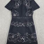 Reiss  Womens Tinley Dress 8 Black Panel Lace Short Sleeve A-Line Mini Funeral Photo 0
