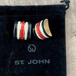 St. John Vintage 80’s  red/blue/white Enamel Clip On Earrings “rare” Photo 1