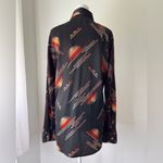 Vintage ‘70s Multicolored Disco Oversized Lapel Button Down Shirt Black Size XL Photo 5