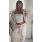 SKIMS  Cotton Fleece Blend Classic Joggers in Barely Pink Size Large Photo 1