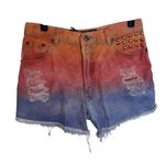 Hot Point Tie Dye Distressed Studded Cut Off Jean Shorts Orange Size 29 Photo 0