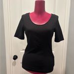 H&M short sleeve Black top with Gold Zipper Small Photo 1