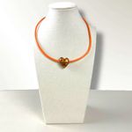 Free People  Under the Sea Collar Orange NWT Choker Glass Heart Pendant Bohemian Photo 4