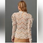 Anthropologie Dolan Sheer Lace Floral Ivory Mock Neck Blouse Top Women’s Size L Photo 2