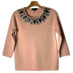 Ann Taylor Ann‎ Taylor Sweater Women XS Pink Wool Blend Jeweled Neckline Pullover Preppy Photo 0