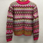 Andrew Marc Marc New York Fair Isle Sweater S Pink Silver Photo 5