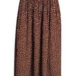 Exlura Brown Polka Dot Pleated Midi Skirt with Smocked Waist Size XL Photo 1