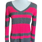 Arizona Womens  Jean Co Cable Knit V Neck Striped Sweater - Sz XL Photo 0