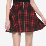 Hot Topic Buffalo Plaid Zip Front Skater Mini Skirt with Pockets Red Black Small Photo 8
