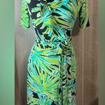 Lilly Pulitzer Green and Blue Wrap Midi Dress Photo 2