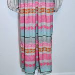 Pink and Gray Puff Sleeve Boho Print Oversized Midi Dress NWOT Size Medium Photo 3