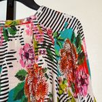 Bohemian Bright Floral Tunic Top Lightweight Stretch Blouse Ruffle Modest Office Pink Size L Photo 6