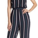 Eliza J  Navy Multicolor Striped Jumpsuit Photo 0