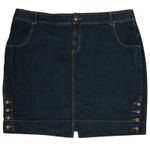 Lane Bryant Women's Tighter Tummy Button Solid Denim Mini Skirt Dark Blue Sz 26 Photo 0