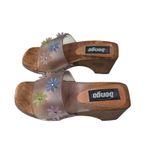 Bongo Vintage Y2K 90s Leather Buckle Wood Wedge Platform Open Toe Clogs Sz 6 Photo 1