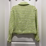 ZARA Green White Houndstooth Tweed Gold Button Crop Jacket Blazer Photo 6