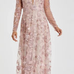 Mac Duggal 70224 Rose Pink Floral Applique Long Sleeve Illusion Gown Size 8 NWT Photo 0