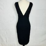 Cache  Black Cocktail Dress 90s Y2K Black Sz 2 Beaded Top Vintage V-Neck Photo 7