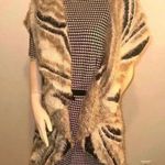 Liquid by Sioni Mixed Print Sweater Cardigan Jacket Vest Size 2X Faux Fur Brown Photo 2