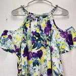 Torrid Purple Yellow Floral Chain Link Georgette Cold Shoulder Top 2X Photo 6