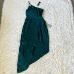 Lulus  Law of Attraction Emerald green One-Shoulder Asymmetrical Midi Dress XS Photo 1