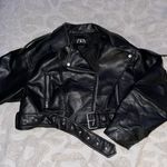 ZARA Basic Black Cropped Faux Leather Jacket Photo 0