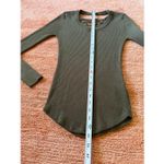 Derek Heart Olive Ribbed Lace Up Long Sleeve Top Women’s L Photo 3