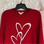 Time And Tru  Women's Red Long Sleeve Hearts Sweater Photo 2