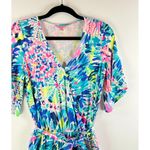 Lilly Pulitzer  Womens Romper Blue Madilyn  Multi Dive Tie Dye V Neck Playsuit XS Photo 5