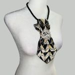 “Dainty Dapper”Chic Black and Gold Geometric necktie Necklace Photo 2