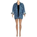 FAVORITE DAUGHTER Carly Cargo Denim Jacket, Highway, XL Blue Photo 14