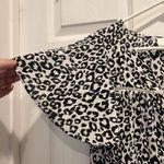 Allie Rose  Boho White Black Animal Print Flutter‎ Sleeve Top Women's Size Large Photo 1