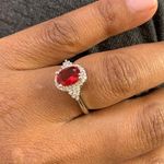 Australian Crystal Oval Stone Ring Dipped In White Gold... Pink Photo 5