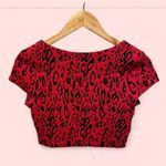 EXPRESS Cute lipstick π leopard textured crop top whimsigoth glam club stretch Photo 1