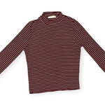 Gaze Maroon White Stripe Mock Neck Long Sleeve Top Retro Grunge Size Small Red Photo 0
