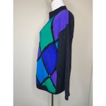 Vintage Silk Angora Blend Black Blue Diamond Beaded Sweater Sz Large Photo 2