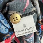 Chloe Kristyn Fleur Noir Erin Blouse Floral Long Sleeve Satin Boho Viscose XS Black Photo 6