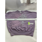 Womans Rafael Medium Purple Textured Embroidered Long Sleeve Pullover Sweatshirt Photo 4