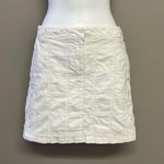 Loft Ann Taylor White Patchwork Lined Pull Up Mini Skirt with Pockets- Size 8 Photo 0