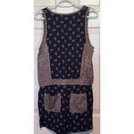 Life in Progress Life is Progress Women's Blue Tan‎ Sleeveless Romper Front Back Pockets Size S Photo 1