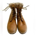 Timberland  Leather Glitter Fur Tan Brown Boots Size 8 Women's Lace Up Casual Photo 1