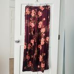 Johnny Was New! Winonna Silk Easy Pants Burgundy Floral Pull On Pants Size XL Photo 3