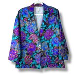 VTG Blair Boutique 80s / 90s Vintage Vibrant Purple Floral Shirt Blazer Jacket Size L Photo 0