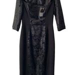 Black Halo  Crushed Velvet Square Neck NWTs size 2 Sheath Straight Dress Photo 0