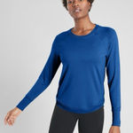 Athleta  Mindset Sweatshirt Teal L Pullover Activewear Athleisure Yoga Tulip-Edge Photo 0