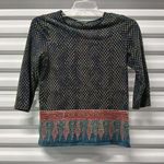 Lauren Ralph Lauren Women's Top Medium Black Print Pullover Stretch Sweater Boho Photo 0