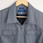 Evan Picone Evan-Picone Zip Front Workwear Jacket Womens S Gray Herringbone Pinstripe Y2K Photo 6