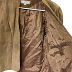 Vintage Suede Tan Open Front Pocket Jacket Puff Sleeve Womens Juniors 9 10 Photo 12