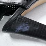 Merona Black Faux Leather Netted Peep Toe Block Heels Photo 9