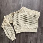 Maeve Anthropologie  One-Shoulder Top Ivory Cream Crochet Layer Boho Sz OS Photo 3